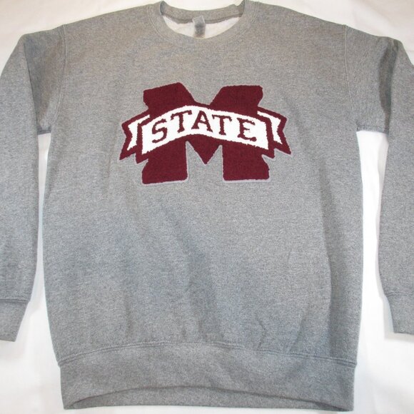Mississippi State Bulldogs Women's Sweatshirt Gray Size Small Gildan Football - Picture 1 of 5